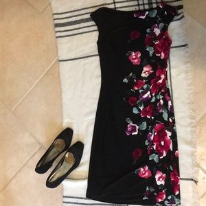 Ralph Lauren Dress Black Flowered Semiformal